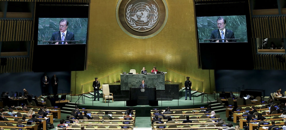 사진=9월 24일, 유엔총회 기조연설을 하는 문재인 대통령(제공:청와대)