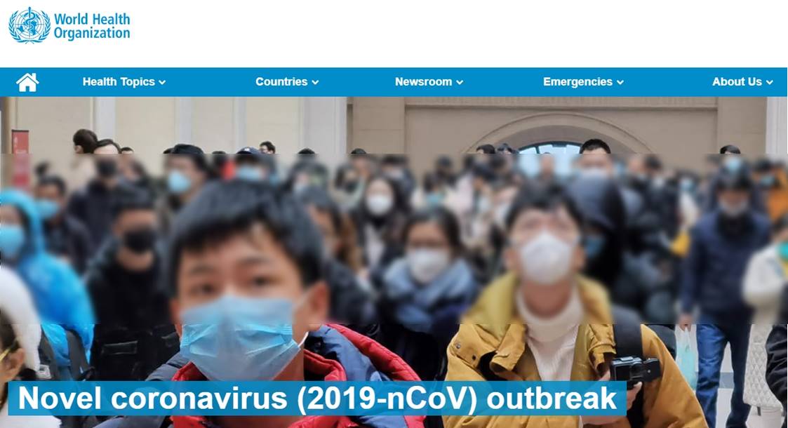 사진=세계보건기구 WHO에서는 ‘novel coronavirus’로 표기한다. (WHO 홈페이지 캡처)