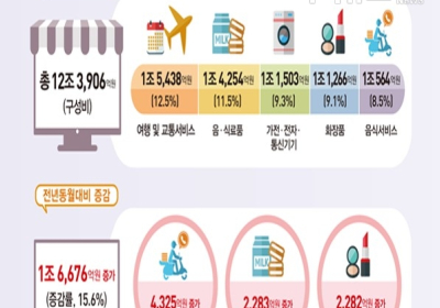 [통계N] 1월 온라인쇼핑, 전년比 15.6%↑... 3개월째 12조원 대 유지