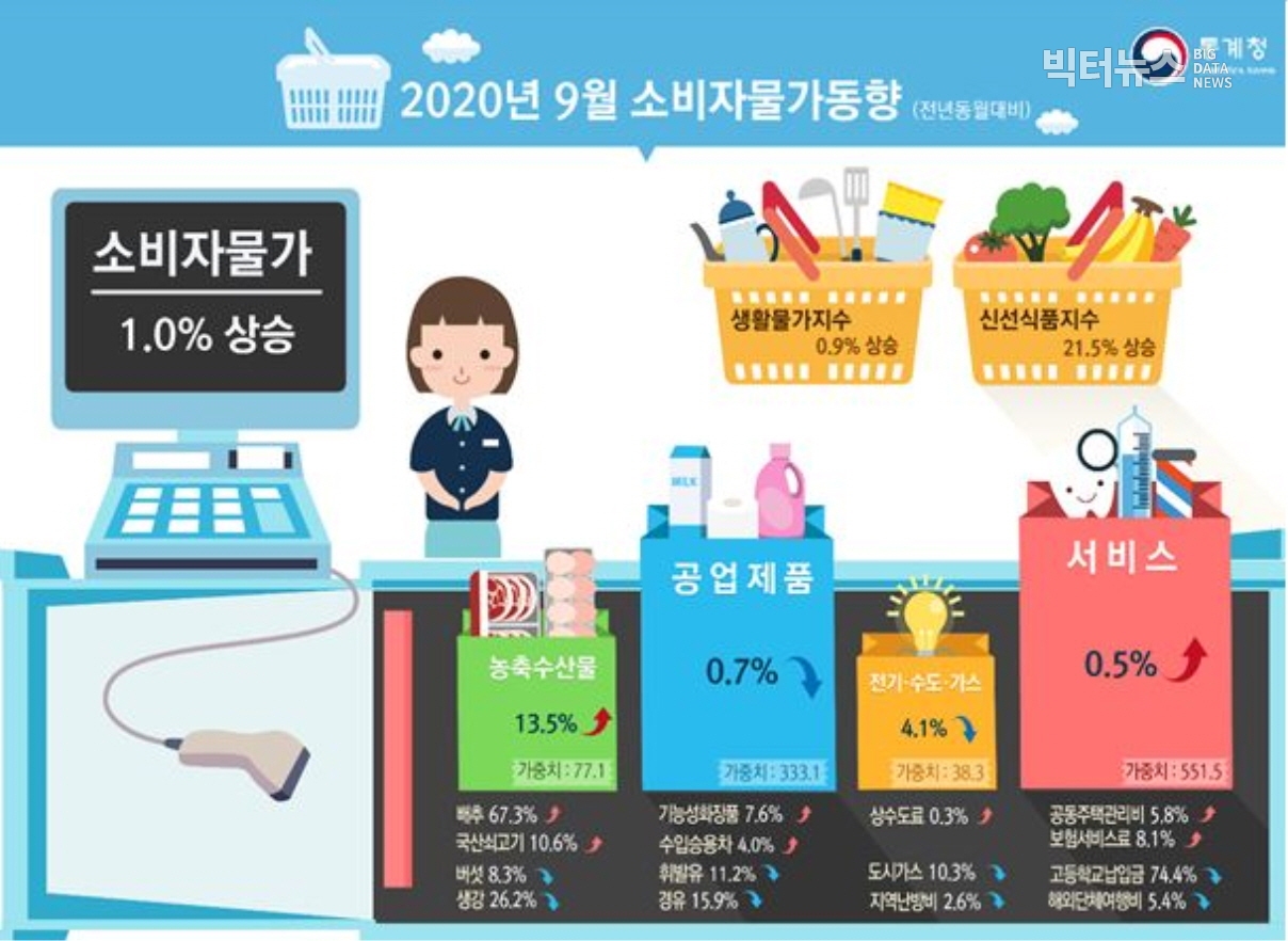 출처=통계청 '2020년 소비자물가동향(2020.10.5)'