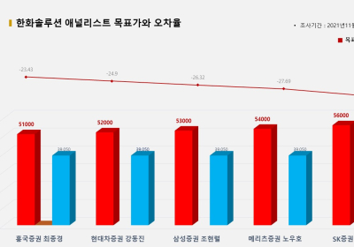 <증권리포트 분석-2021년11월> 그래픽 뉴스 ⑪적중 애널리스트 전무 종목