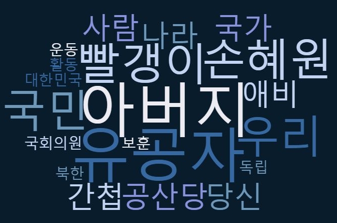 워드클라우드로 나타낸 '손혜원' 연관어. 분석대상=4~5일 네이버 뉴스 댓글