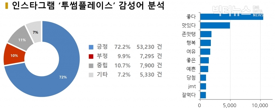 차트=인스타그램 '투썸플레이스' 감성어 분석