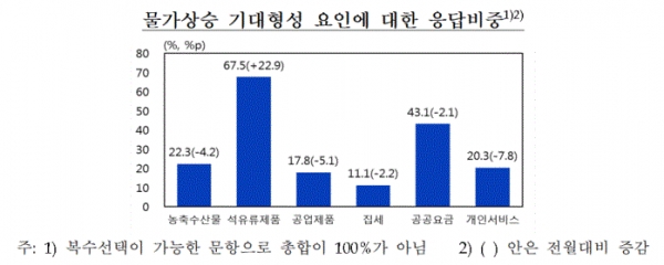 물가상승 기대형성 요인에 대한 응답비중(그림=한국은행)