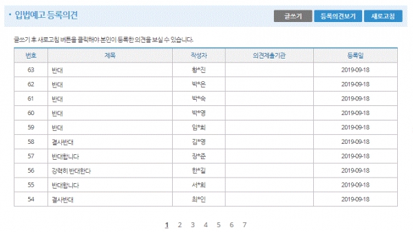 지방교육자치법 입법예고 등록의견(출처=국회의안정보시스템)