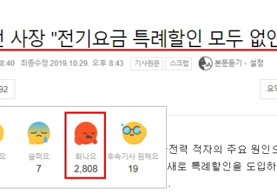 '전기요금 할인 없앤다' 보도에 비난댓글 빗발쳐... 