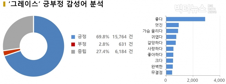 차트=‘그레이스’ 긍부정 감성어 분석