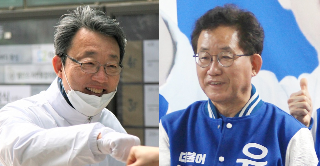 사진=관악갑 무소속 김성식 후보(좌)와 더불어민주당 유기홍 후보(우)