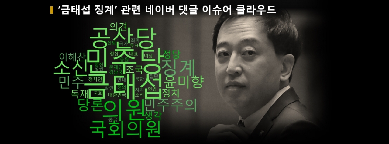 그림='금태섭 징계' 관련 네이버 댓글 이슈어 클라우드