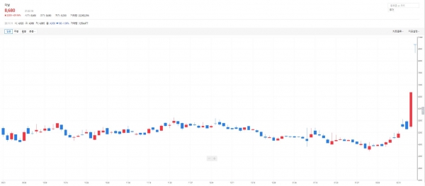 다날 주가 차트. 자료=다음증권