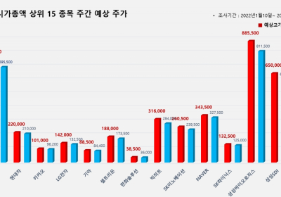 <빅터뉴스 주가 예측> 코스피 시가총액 상위 15선_1월 10일