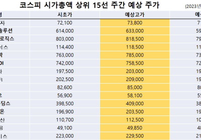 <빅터뉴스 주가 예측> 코스피 시가총액 상위 15선_6월 12일