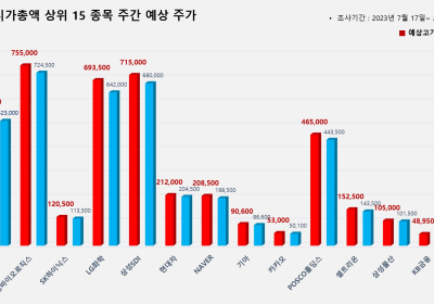 <빅터뉴스 주가 예측> 코스피 시가총액 상위 15선_7월 17일