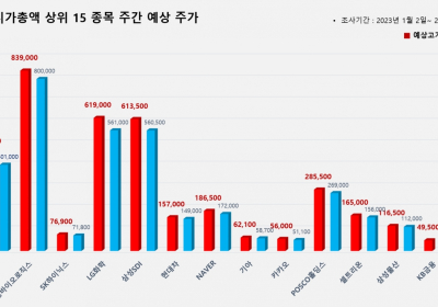 <빅터뉴스 주가 예측> 코스피 시가총액 상위 15선_1월 2일