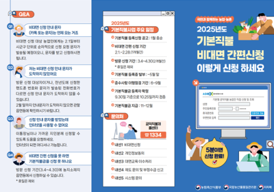전남도, 기본형 공익직불금 2월 1일부터 접수