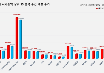 <빅터뉴스 주가 예측> 코스피 시가총액 상위 15선_3월 17일