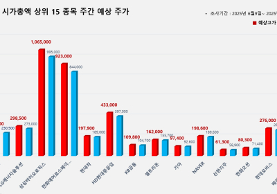 <빅터뉴스 주가 예측> 코스피 시가총액 상위 15선_6월 9일
