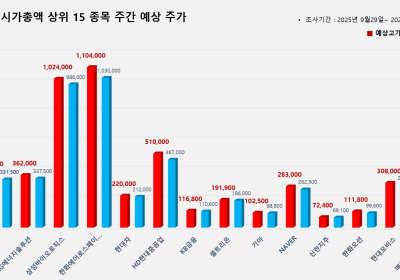 <빅터뉴스 주가 예측> 코스피 시가총액 상위 15선_9월 29일